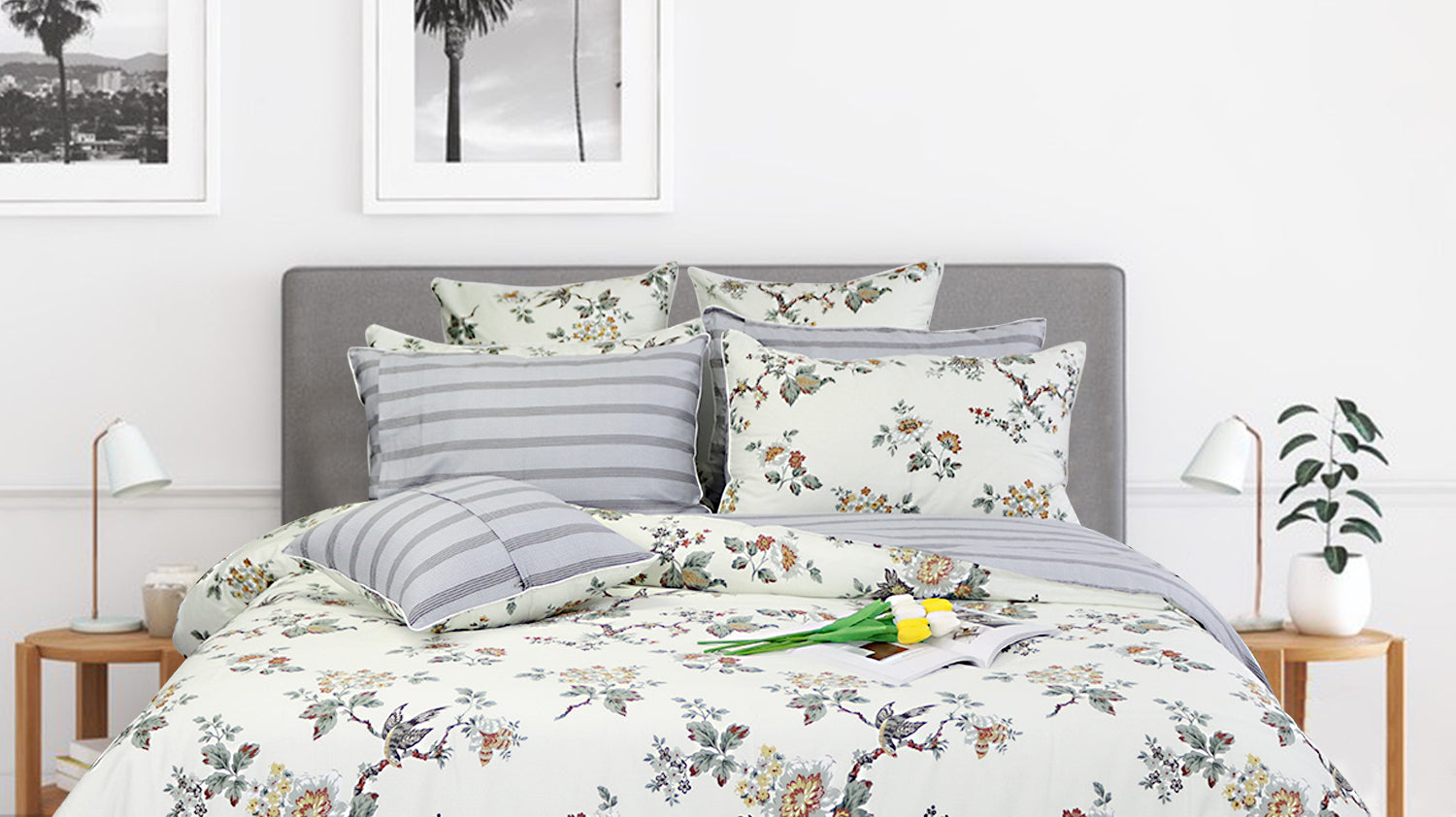Vintage Inspired Floral Bedding Set: Embracing Timeless Elegance with Brown and Beige