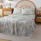 This bedroom features FADFAY's flat sheet, fitted sheet, and pillowcases.