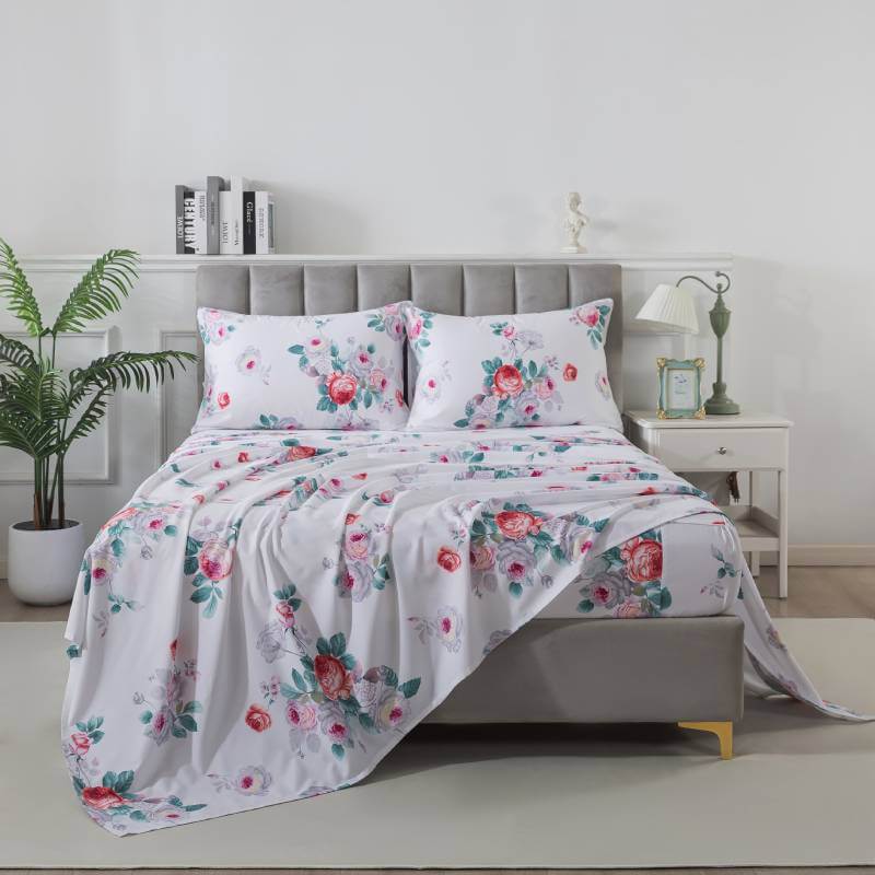 This bedroom features a FADFAY four-piece bedding sheet Set.