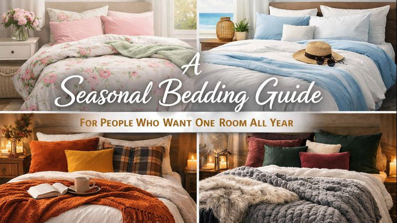 A Seasonal Bedding Guide for People Who Want One Room All Year